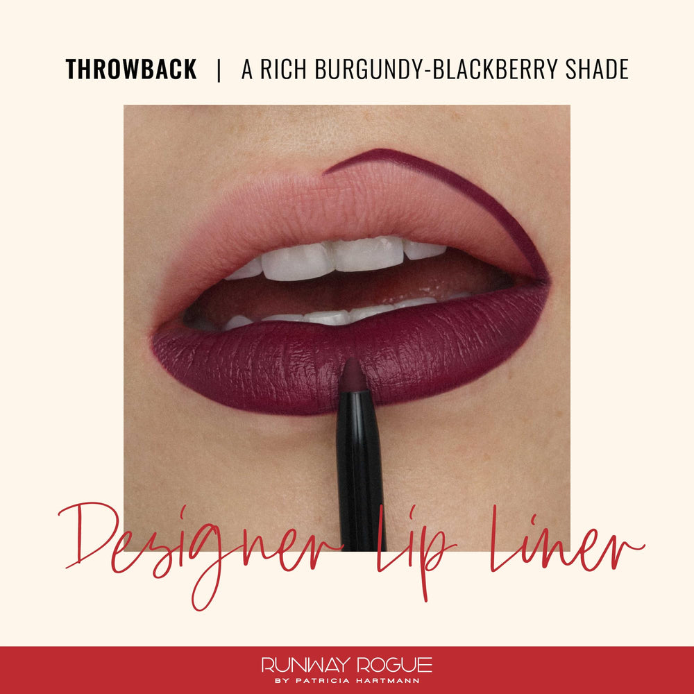 Runway Rogue Throwback swatch in blackberry-burgundy for rich color payoff.