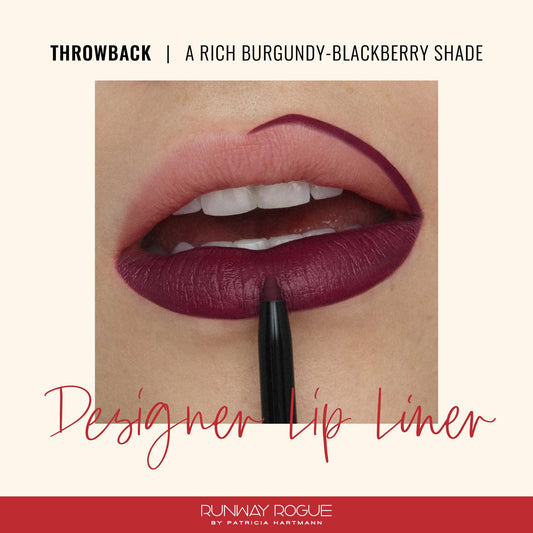 Runway Rogue Throwback swatch in blackberry-burgundy for rich color payoff.