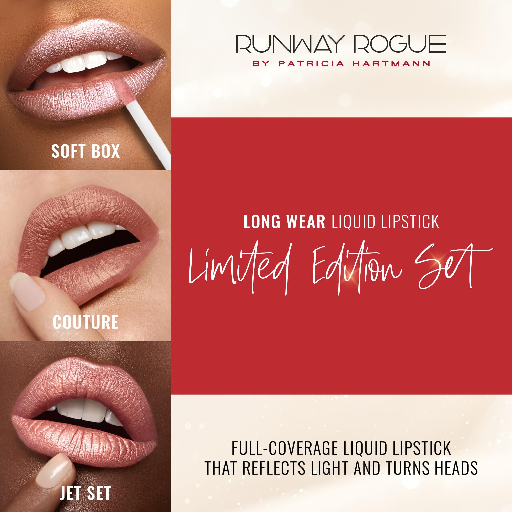 Runway Rogue Try Me 3 Mini Lipsticks Jet Set for rosy-pink shimmer wear