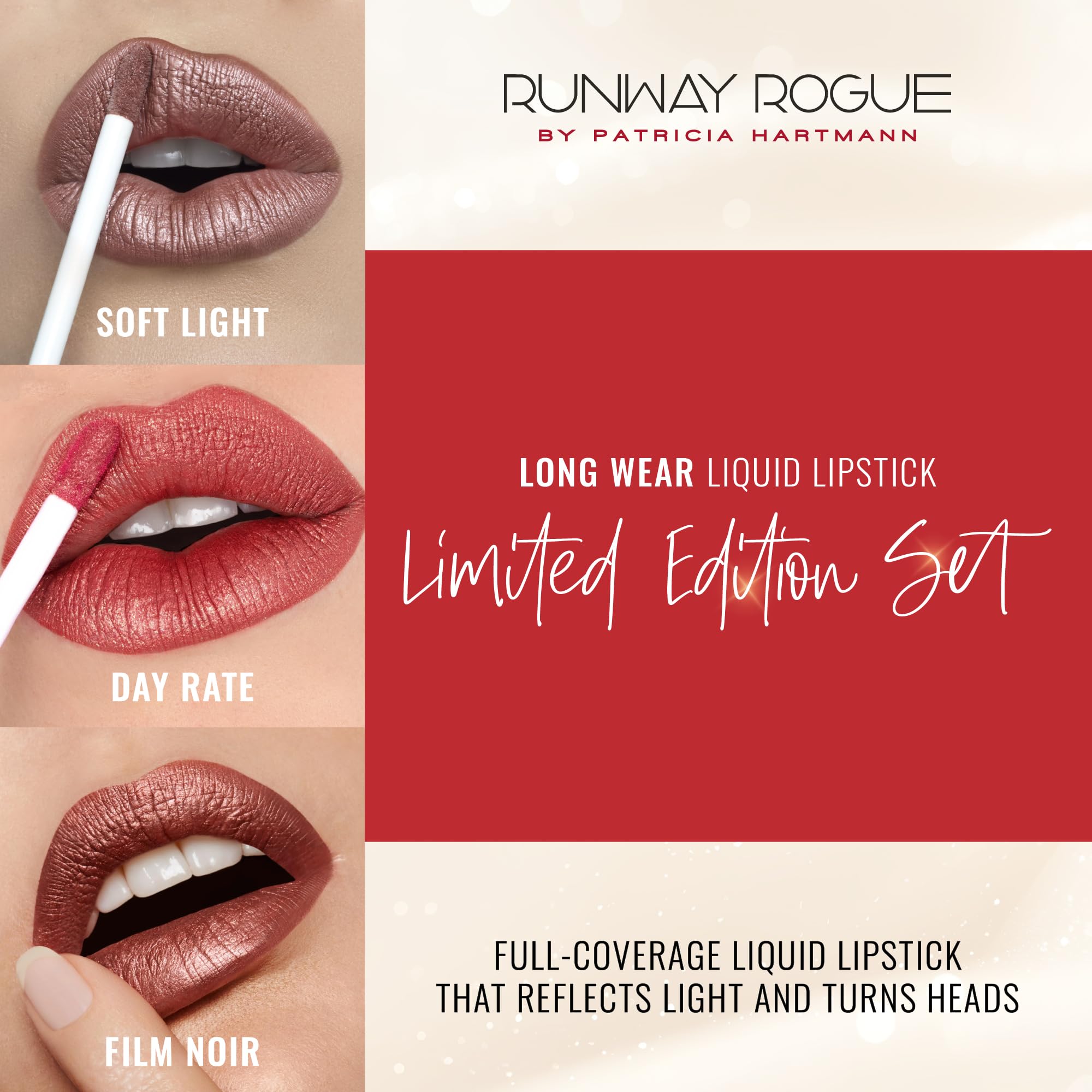 Runway Rogue Try Me Day Rate mini lipstick swatch for earthy red tone.