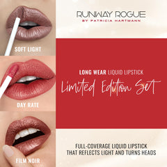 Runway Rogue Try Me Day Rate mini lipstick swatch for earthy red tone.