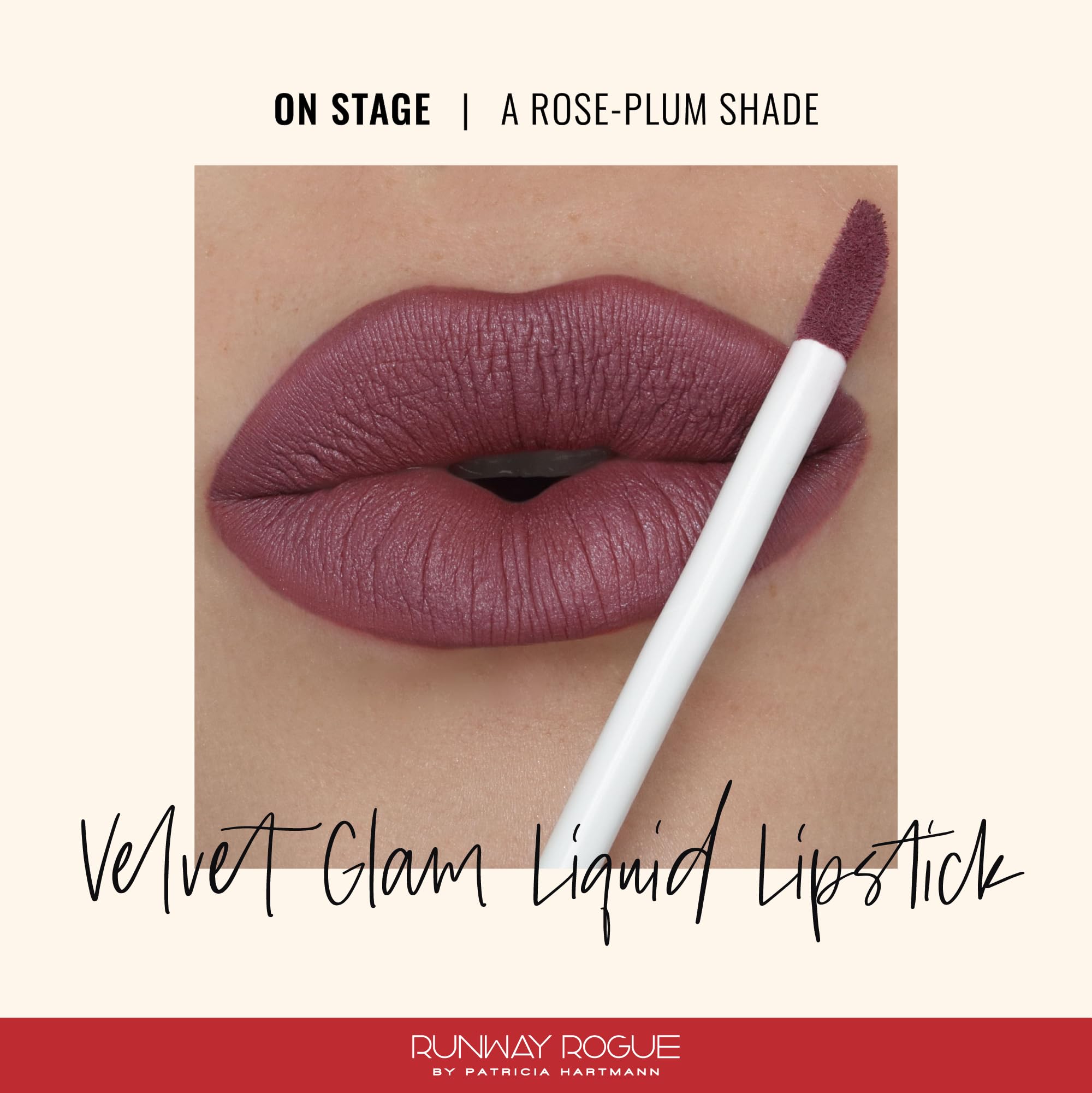 Runway Rogue Velvet Glam Lipstick being applied for defined, even lips