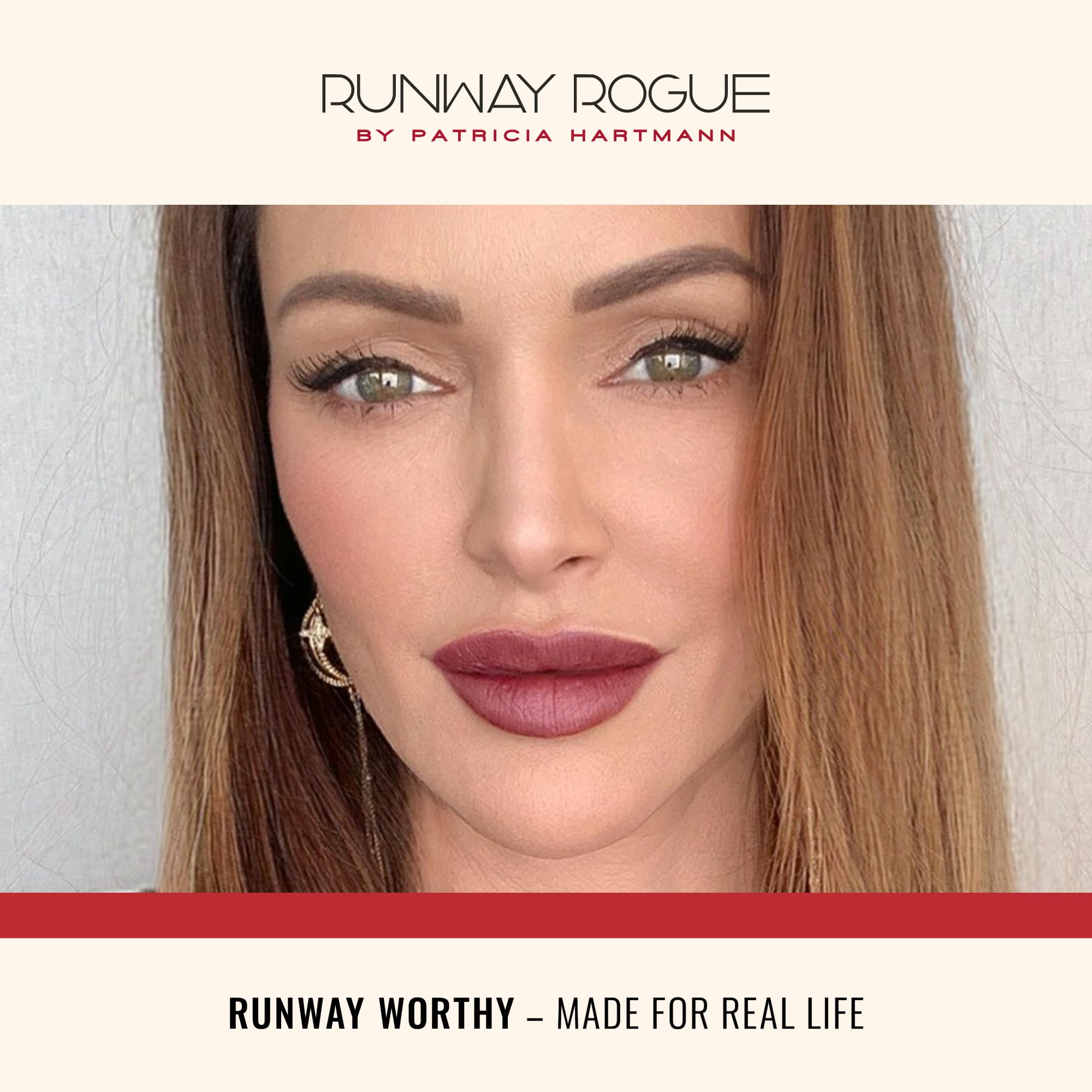 Runway Rogue Velvet Glam vegan formula with plant extracts.