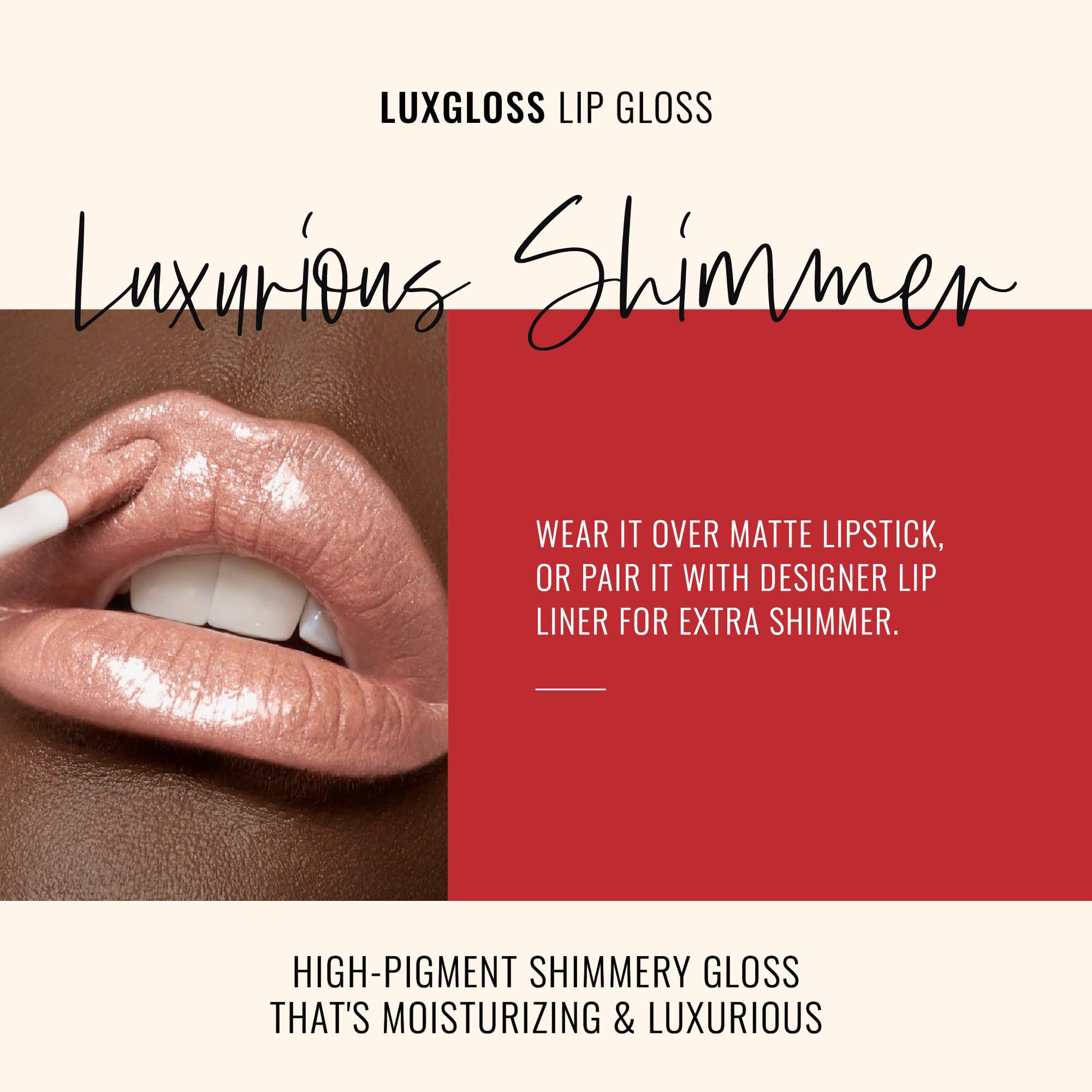 LuxGloss pearl-infused shimmer close-up showcasing light-reflecting particles.