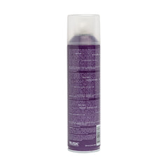 RUSK Deepshine PlatinumX hairspray mist in action delivering all-day hold.