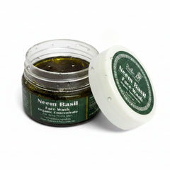 Rustic Art Neem Basil Face Wash concentrate packaging update with seal for leak-free travel.