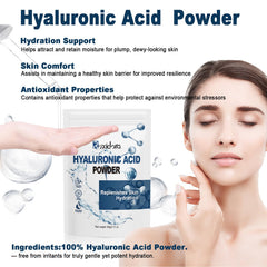 Ruxidora Hyaluronic Acid Powder dissolving in water for easy DIY skin hydration.