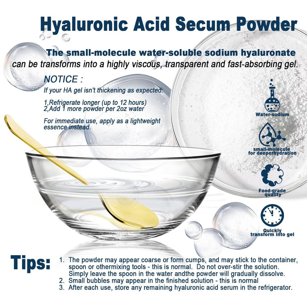 Ruxidora Hyaluronic Acid Powder texture closeup — fine particles designed for smooth formulations.