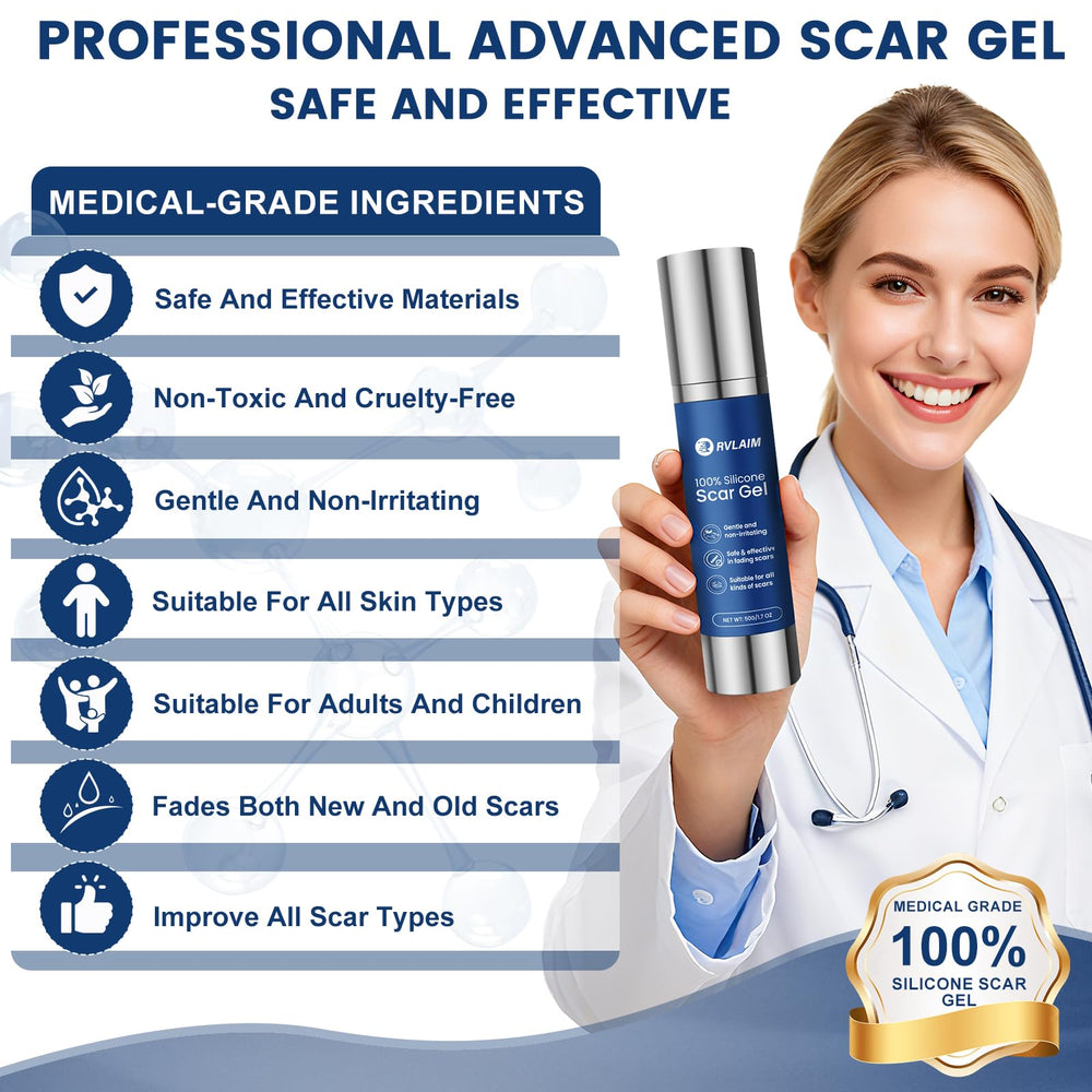 Packaging image for Rvlaim silicone scar gel ingredients and design