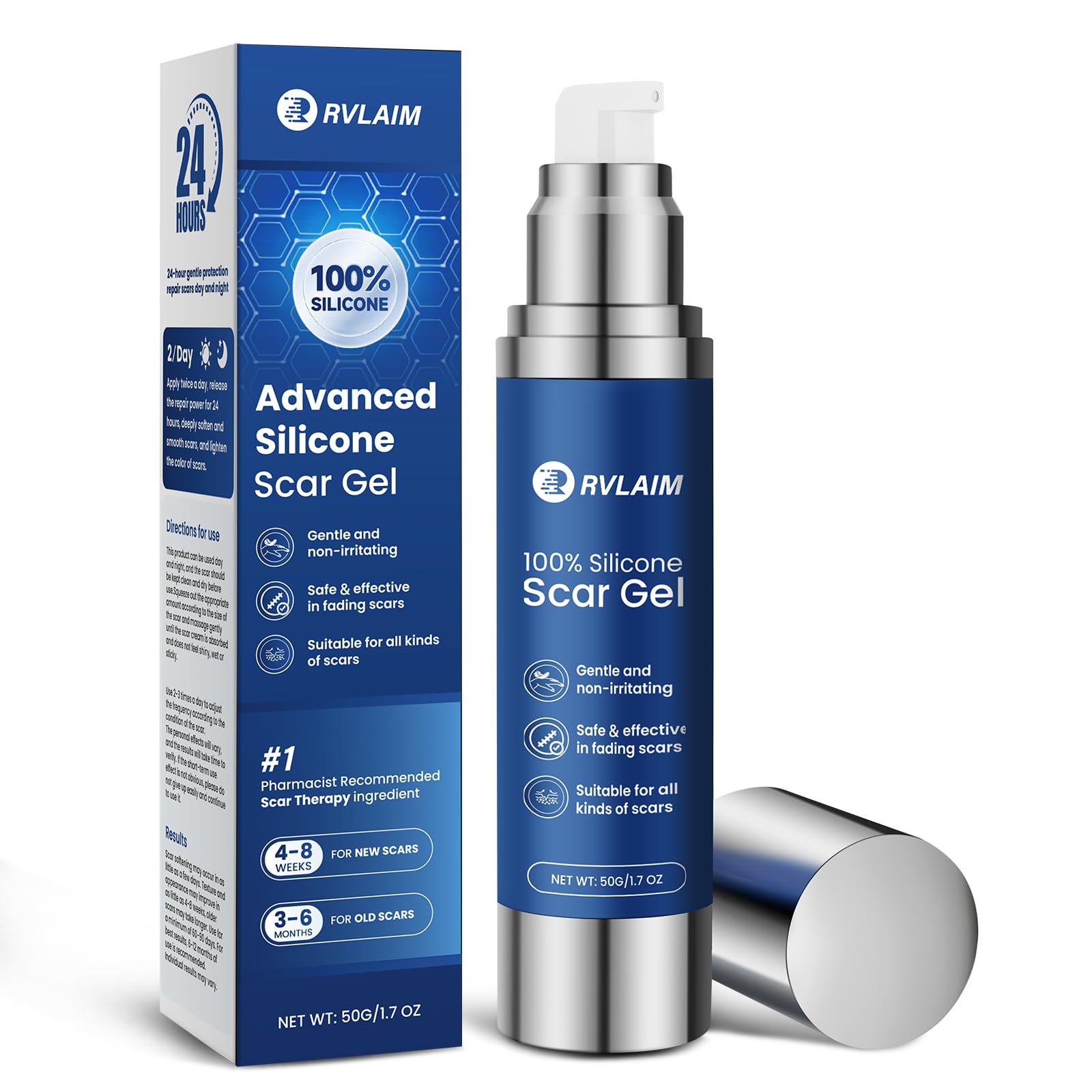Rvlaim silicone scar gel bottle for versatile scar care that softens raised tissue