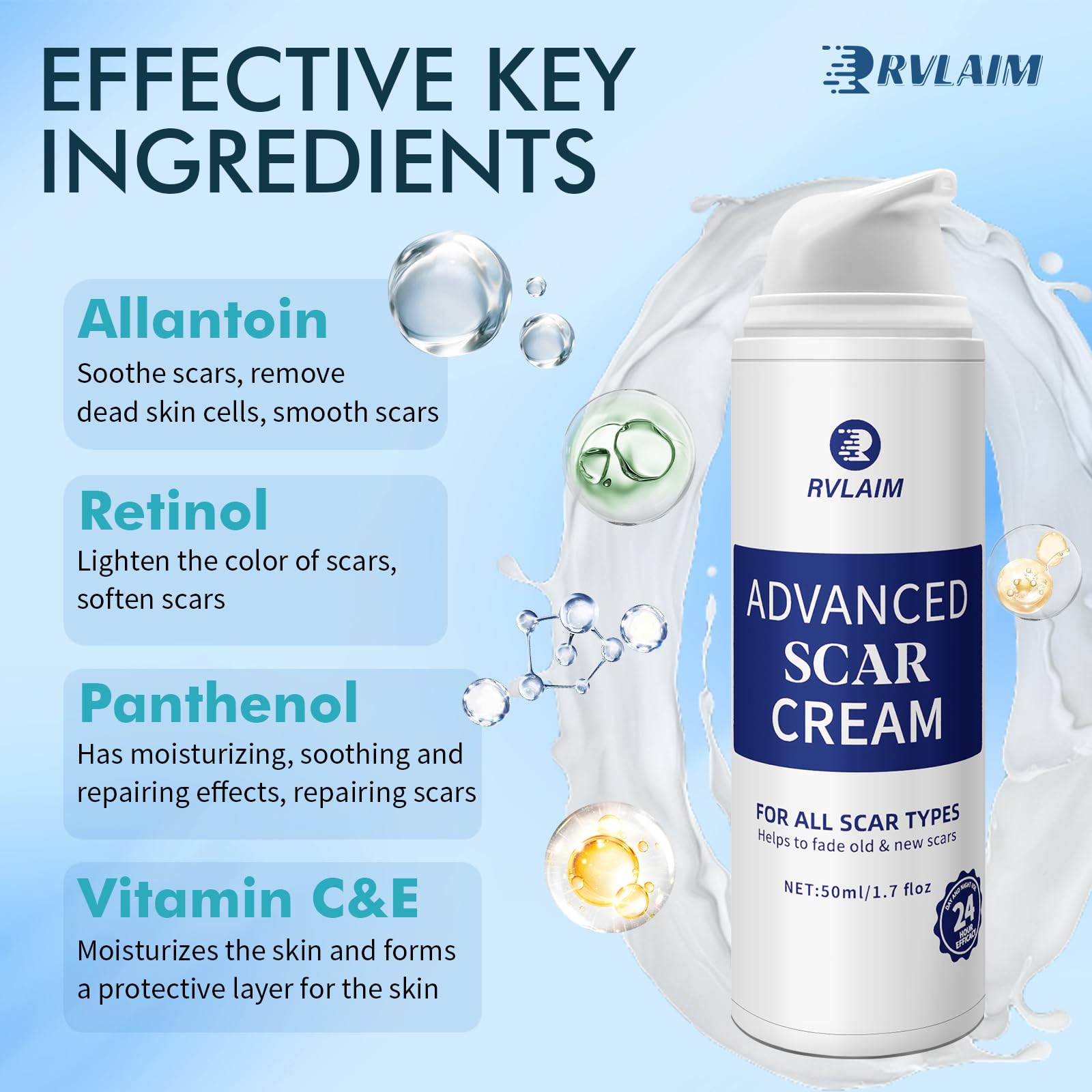 Close-up of Rvlaim gel texture showing light, non-greasy feel.
