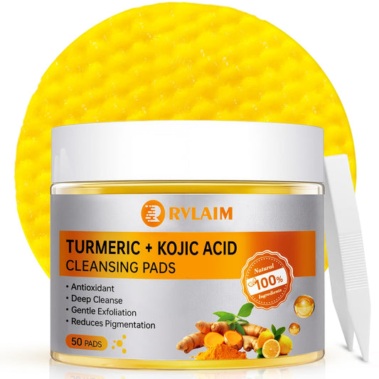Rvlaim Turmeric Kojic Cleansing Pad closeup showing textured surface for exfoliation