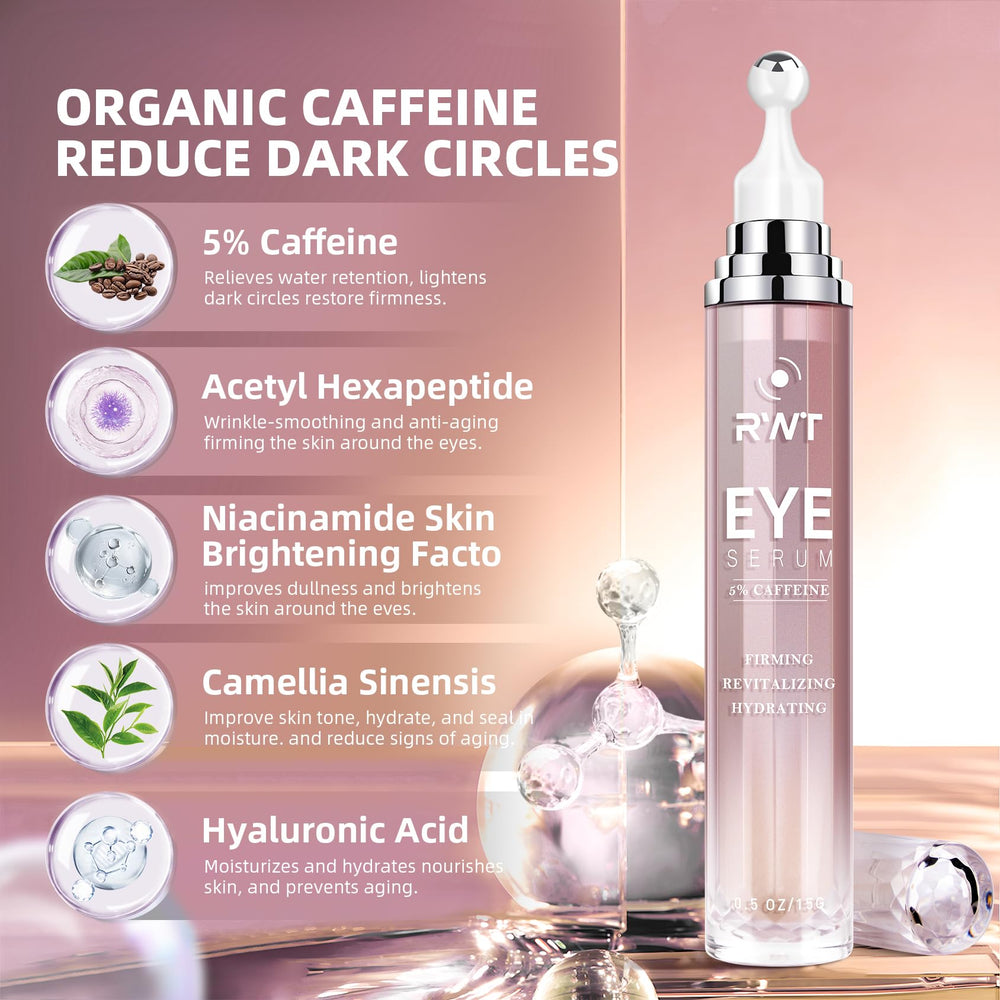RWT 5% caffeine eye serum delivers caffeine for a wakeful look.