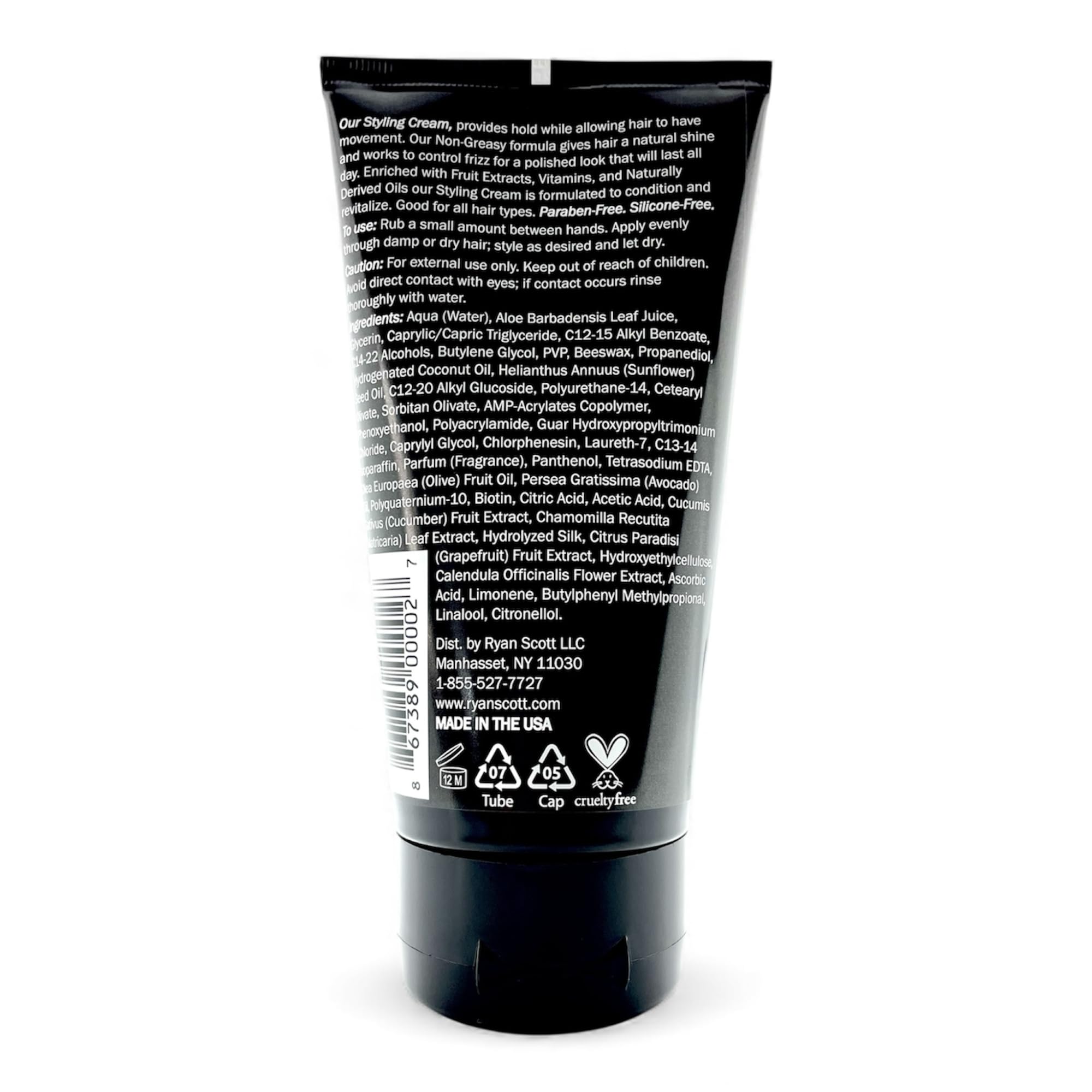 Close-up of hair being styled with Ryan Scott RS cream to tame frizz.