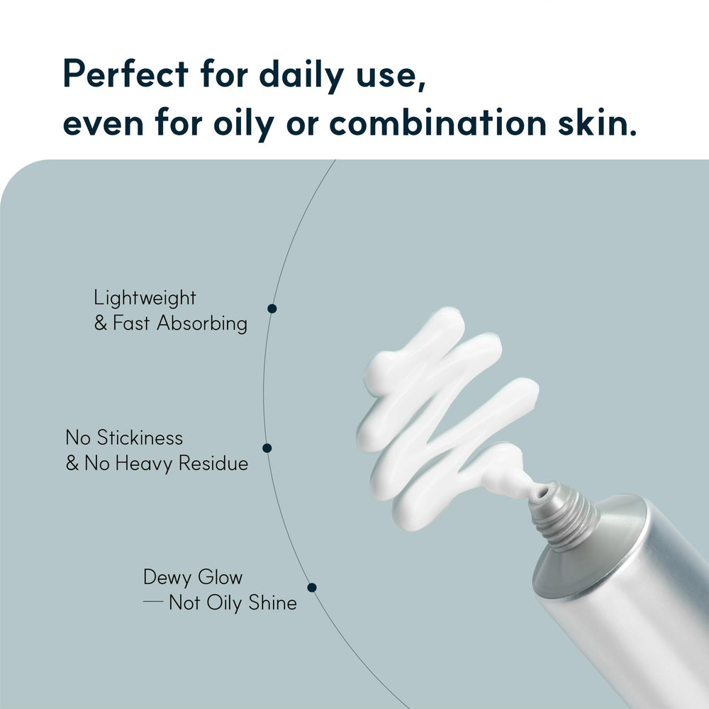 Calm hands applying S.NATURE Aqua Squalane Cream on face.
