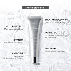 S.NATURE Aqua Squalane Cream hydrates skin with visible moisture.