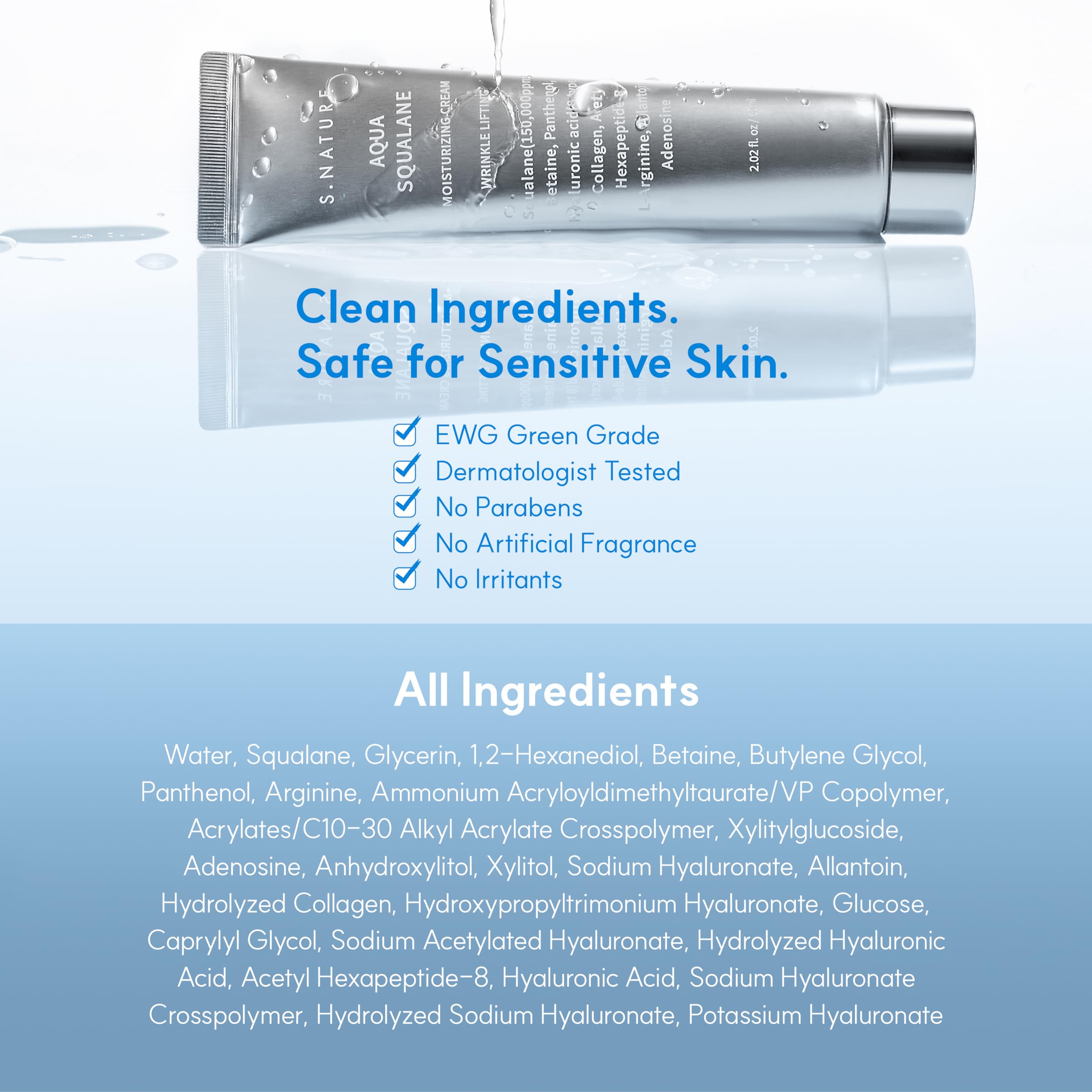 Pore-conscious hydration with S.NATURE Aqua Squalane Cream.