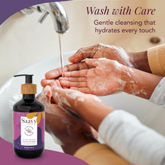Saavy Naturals hand wash pump with lavender chamomile delivers smooth lather and easy refill.