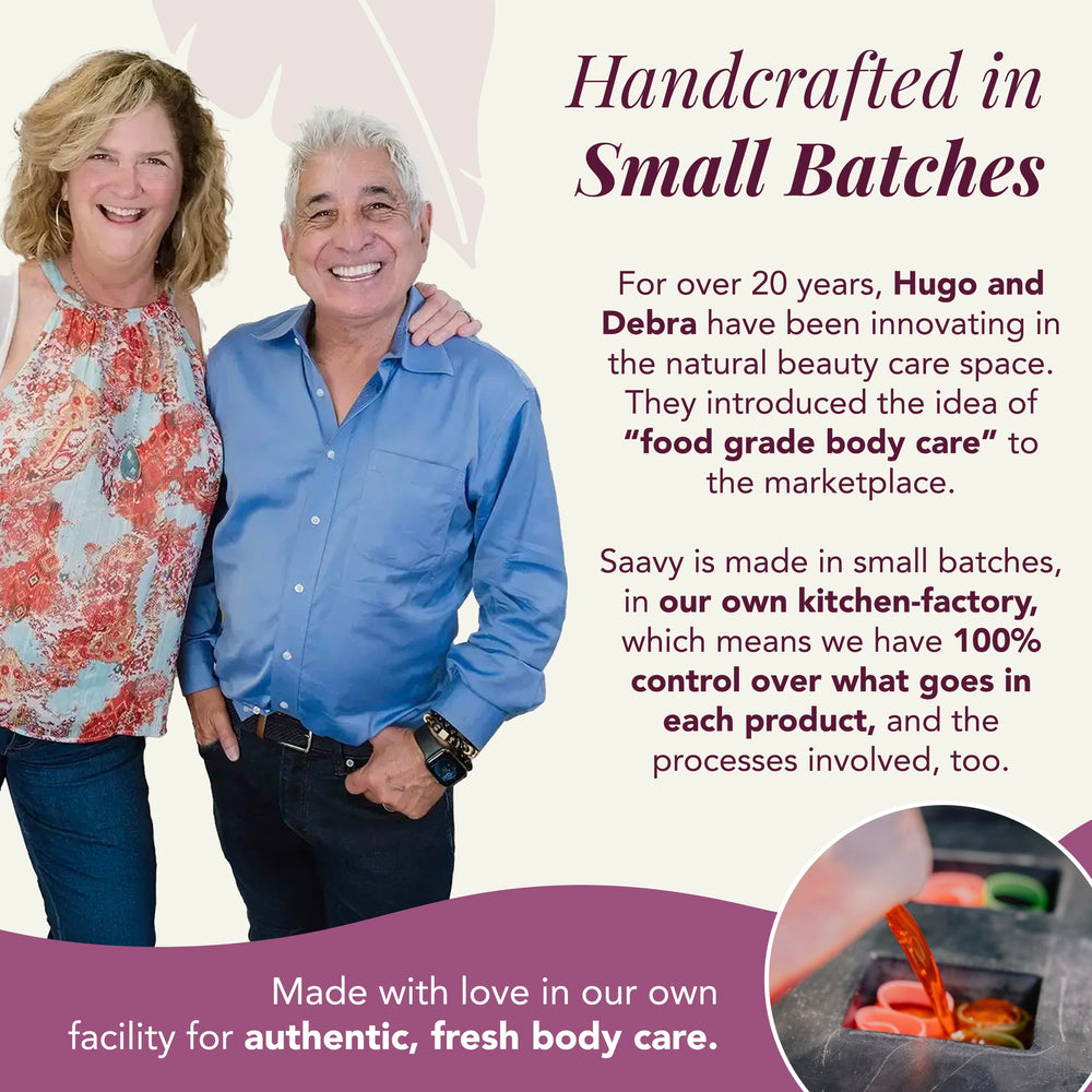 Saavy Naturals hand wash USA-made packaging conveys quality and domestic sourcing.