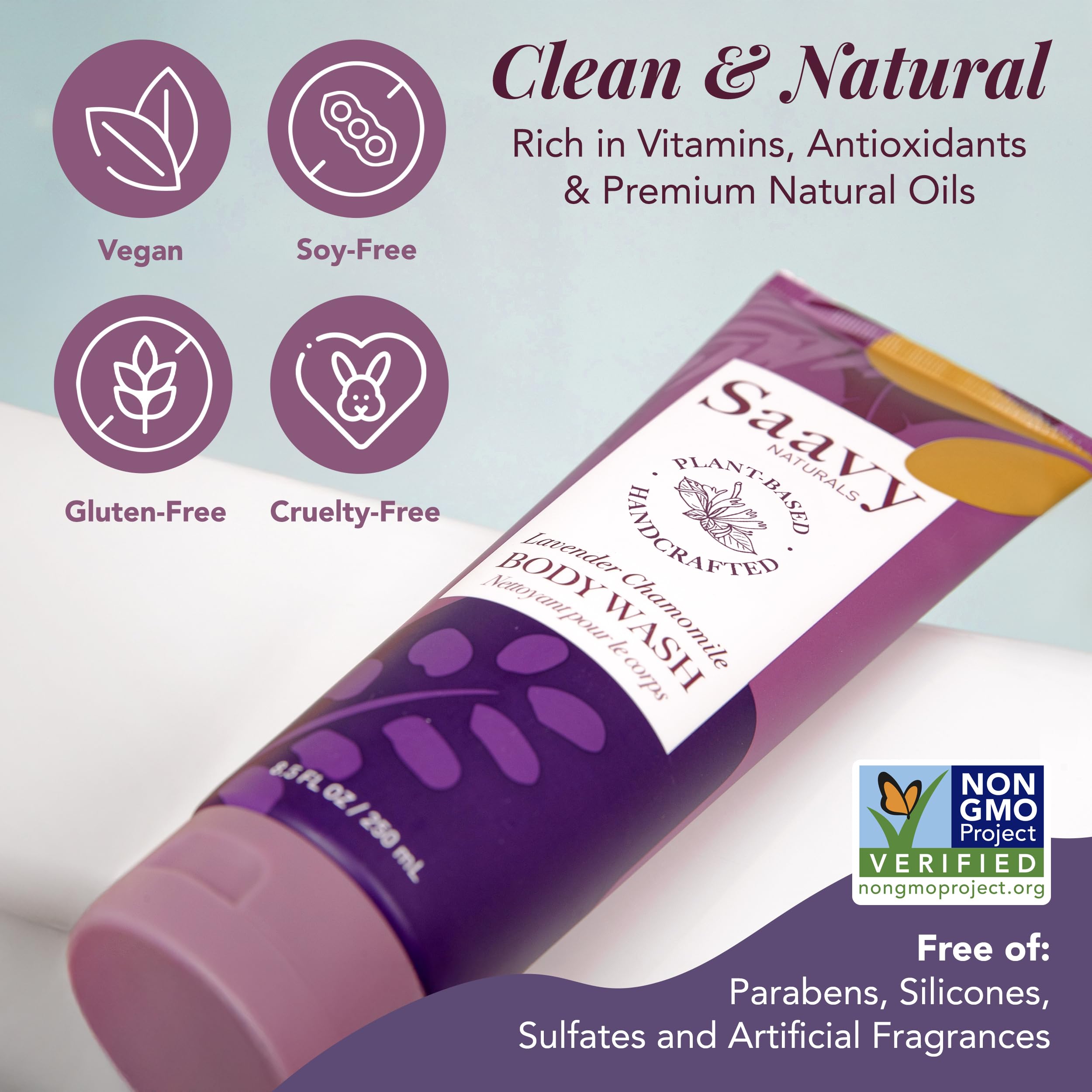 Saavy Naturals ingredient label close-up featuring coconut oil and aloe vera