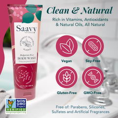 USA-made Saavy Naturals label highlighting clean ingredients