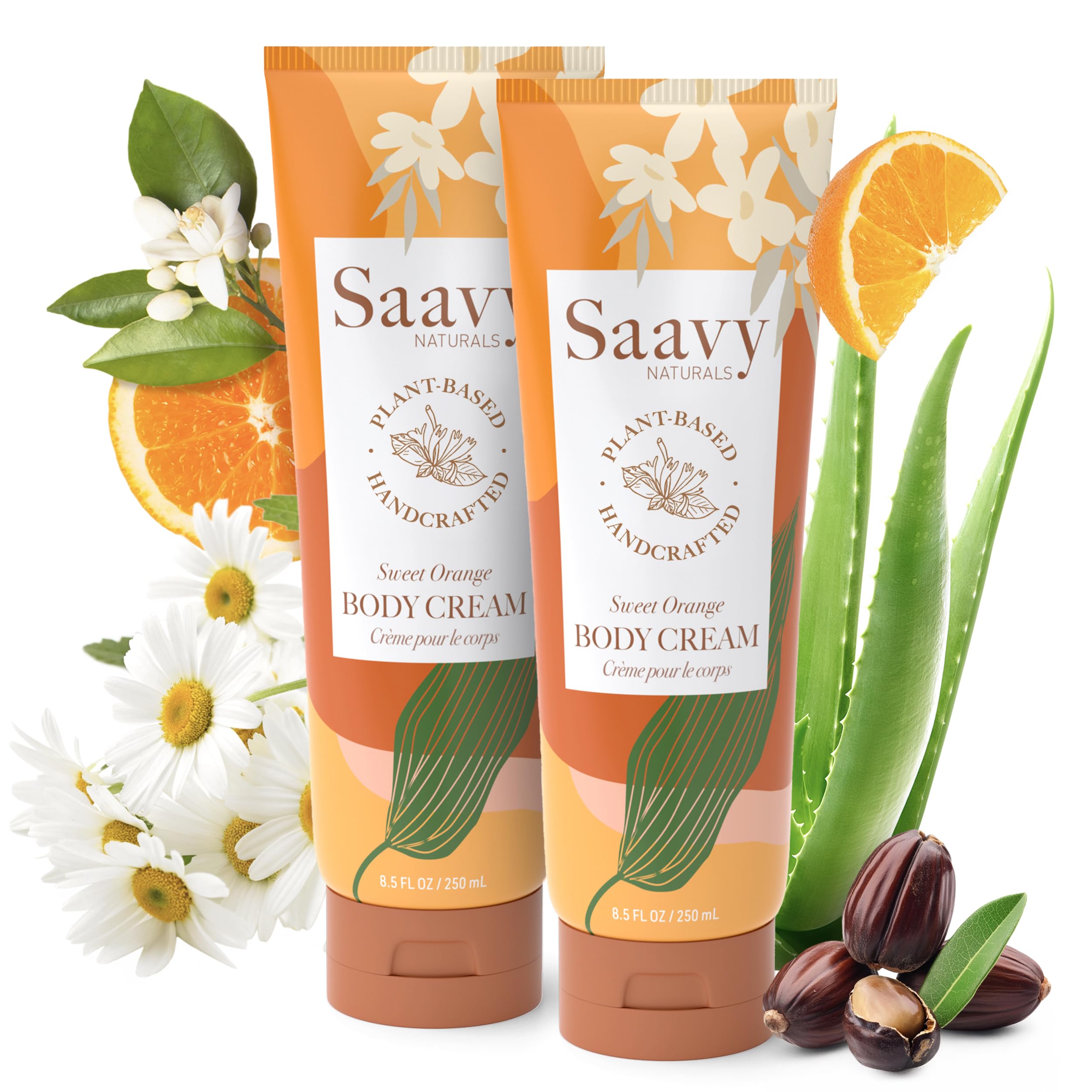 Saavy Naturals Sweet Orange Body Cream applied on arm for smooth hydration