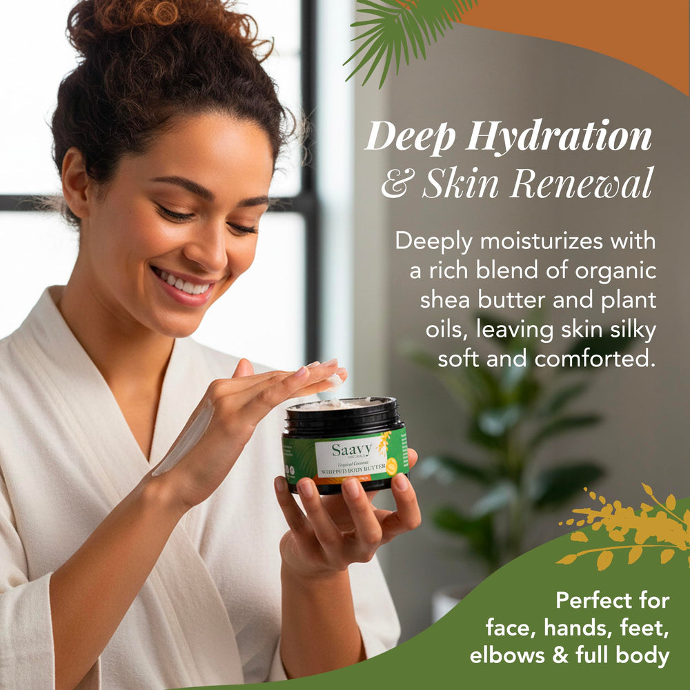 Saavy Naturals organic shea ingredients closeup delivering rich moisture