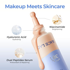 SACE LADY Bare Touch Skin Tint peptides and hyaluronic acid close-up for hydration.