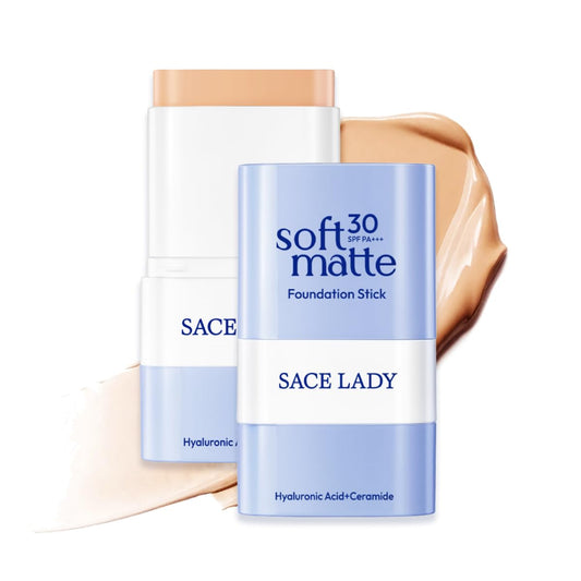 SACE LADY Foundation Stick close-up of bottle cap for precise application.