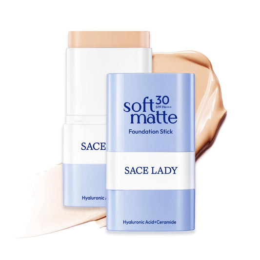 SACE LADY foundation stick with built-in brush for quick blending