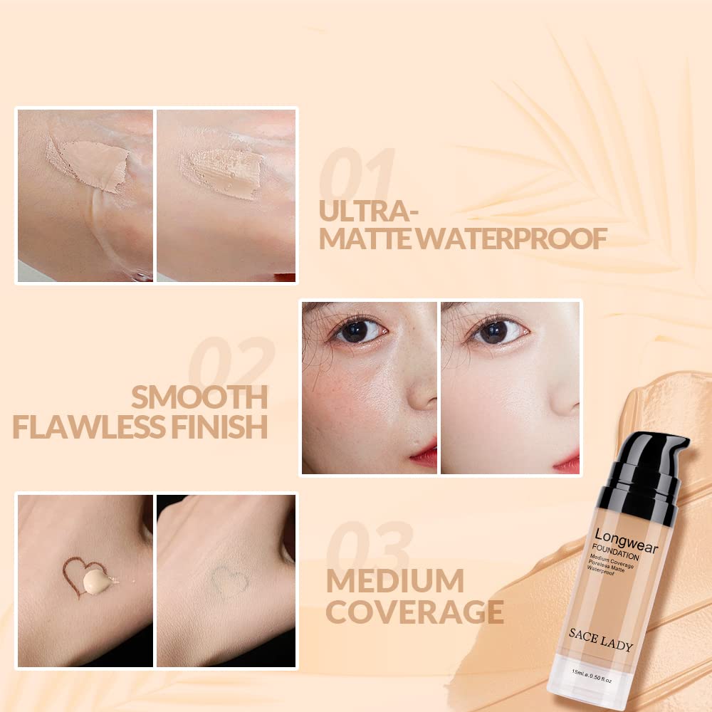 SACE LADY foundation swatches on skin demonstrate medium to full coverage.