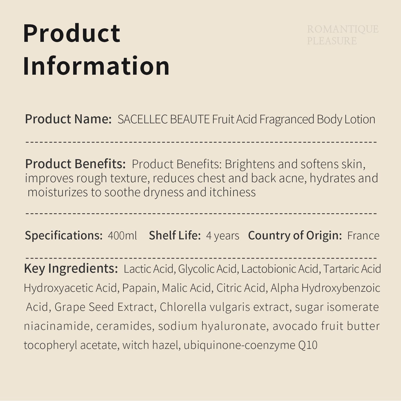 SACELLEC BEAUTE Advanced AHA 14oz bottle delivers smooth glow on application