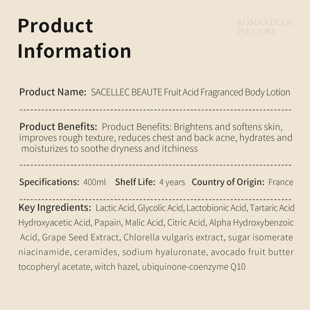SACELLEC BEAUTE Advanced AHA 14oz bottle delivers smooth glow on application