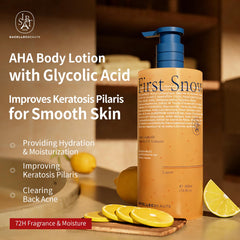SACELLEC BEAUTE Advanced AHA KP close-up highlights exfoliating benefits for Keratosis Pilaris