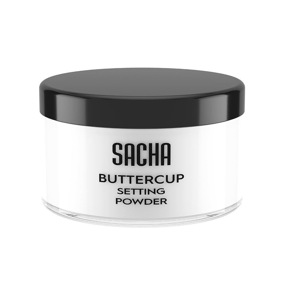 Sacha Cosmetics Buttercup No Color Setting Powder jar for a flawless, flashback-free finish.