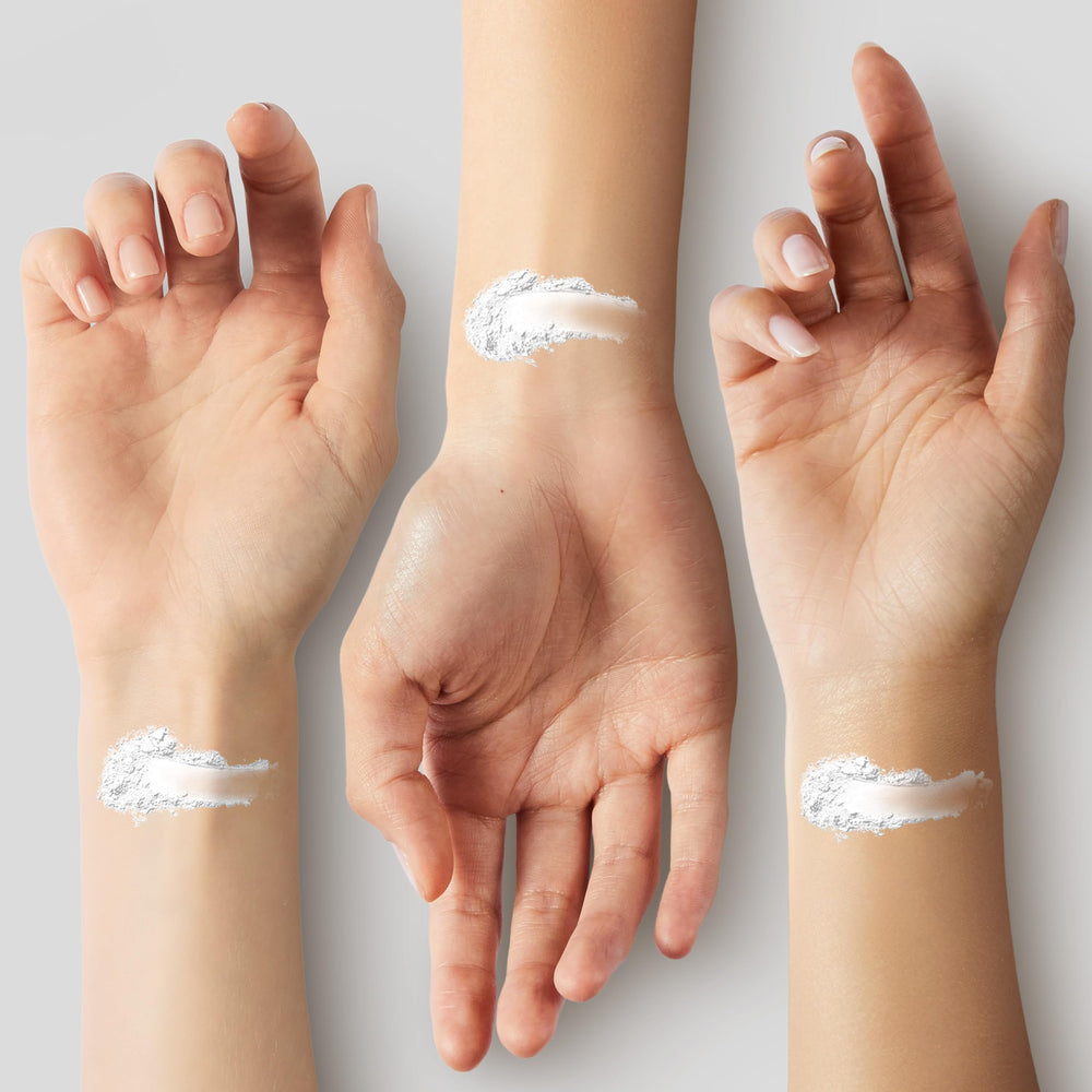 Sacha Buttercup No Color powder on face provides long lasting setting and photo ready results.