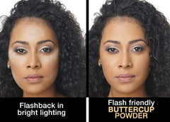 Sacha Buttercup Setting Powder texture swatch on skin for easy blending.