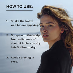 SACHAJUAN spray applied from 10 cm distance for even coverage on dry hair