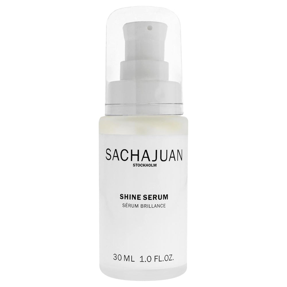 SACHAJUAN Shine Serum bottle close-up showing premium packaging and protective shine.