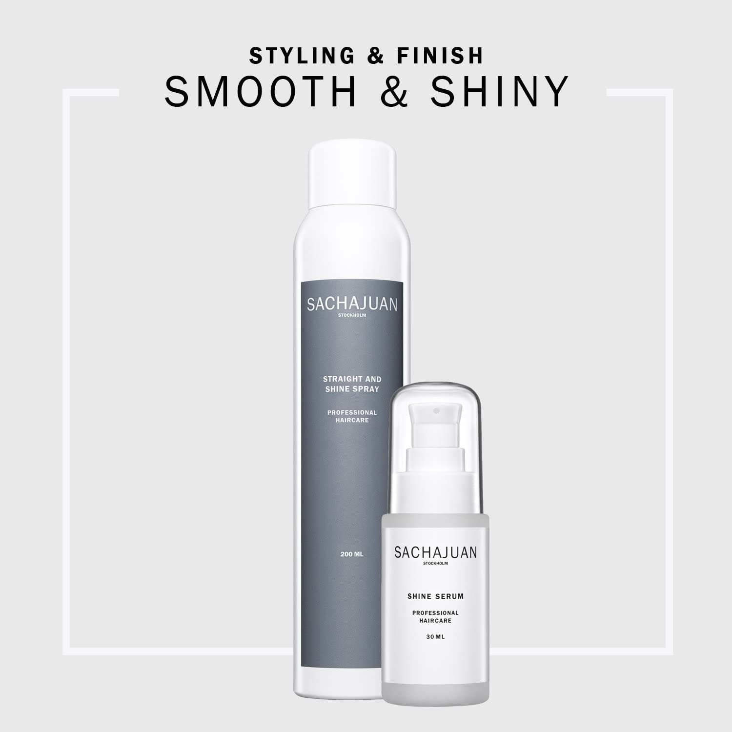 SACHAJUAN Shine Serum packaging on a minimalist display for easy use.