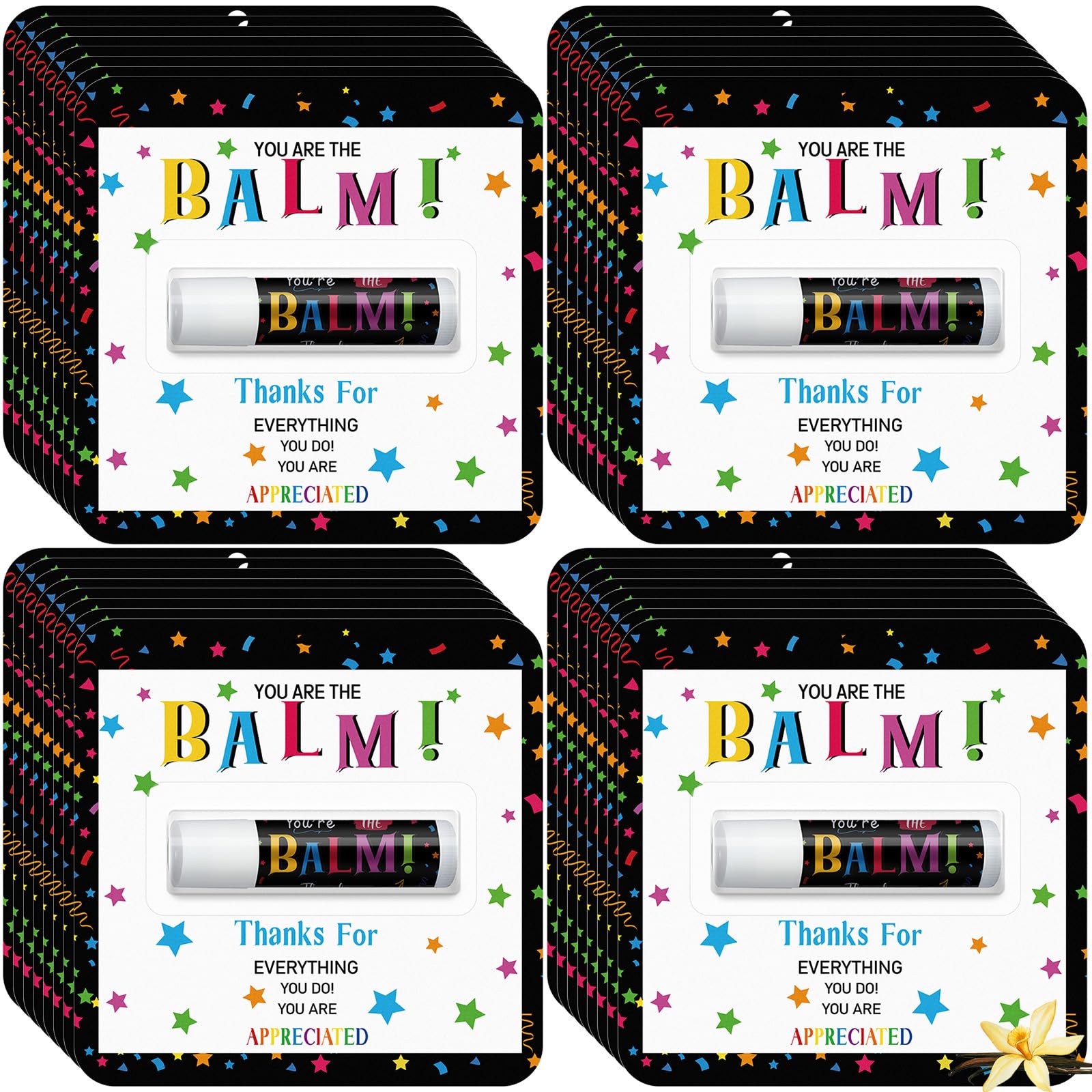 Sacubee 30-pack lip balm packaging for bulk gift distribution.
