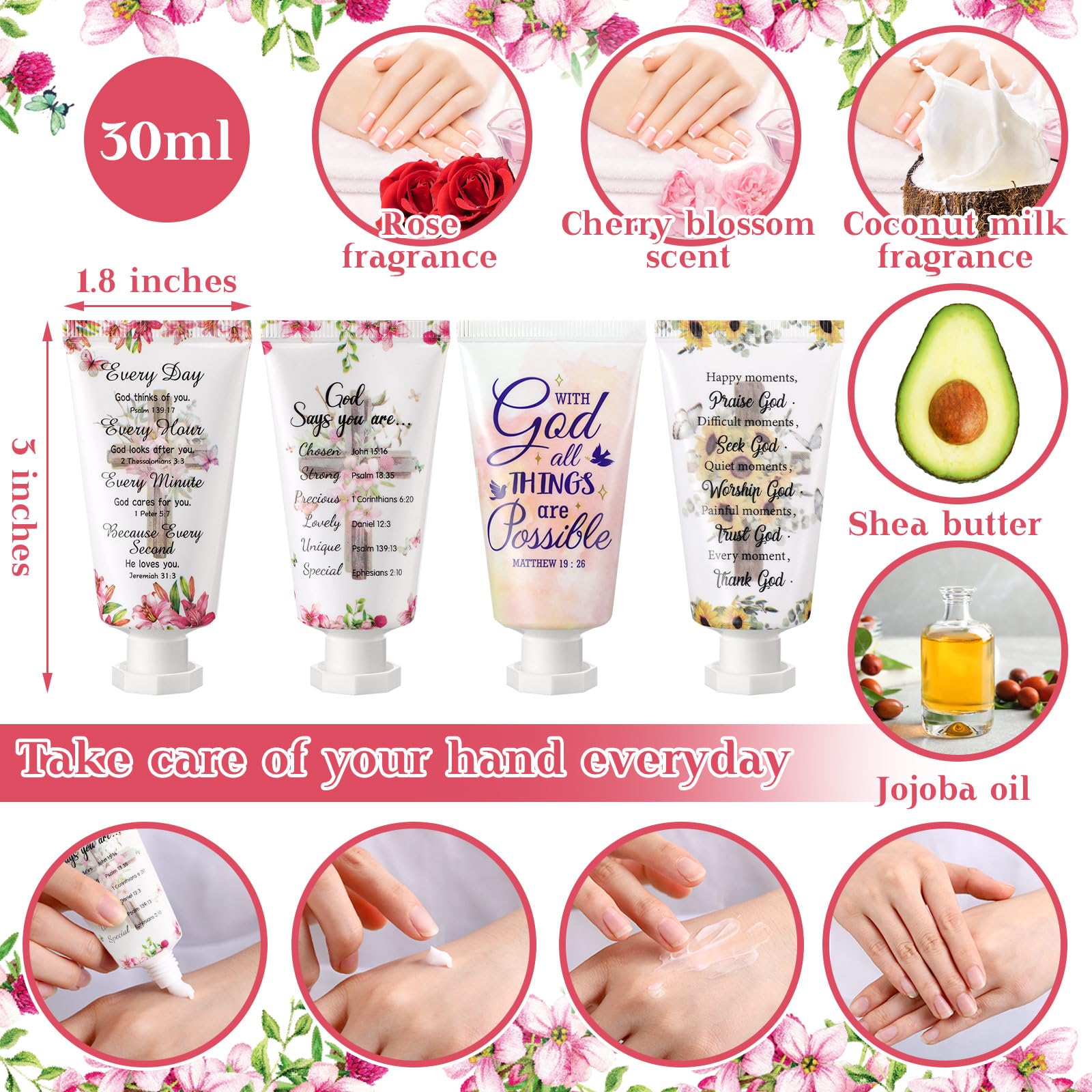 Sacubee hand cream Bible verse card close-up for daily moisture and inspiration.