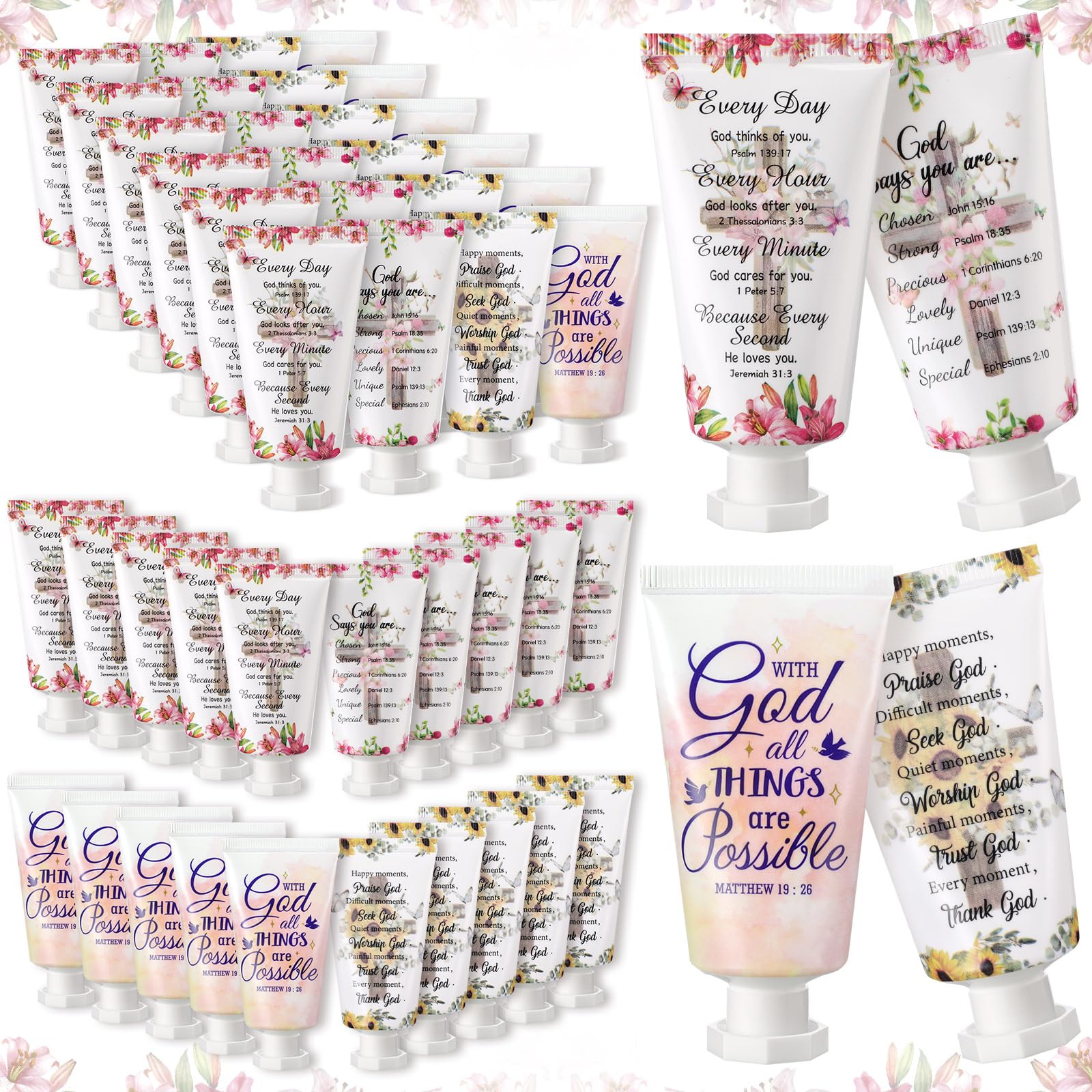 Sacubee Christian hand cream bulk packaging with cross design for easy gifting.