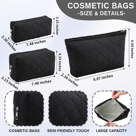 Sadnyy quilted cosmetic pouch texture closeup shows plush, skin-friendly fabric