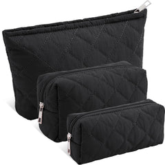 Sadnyy three-pcs puffy makeup bag front view keeps cosmetics organized