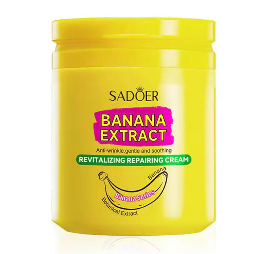 SADOER Banana Extract Anti-Wrinkle Cream tube closeup showing nourishing formula for daily rejuvenation.