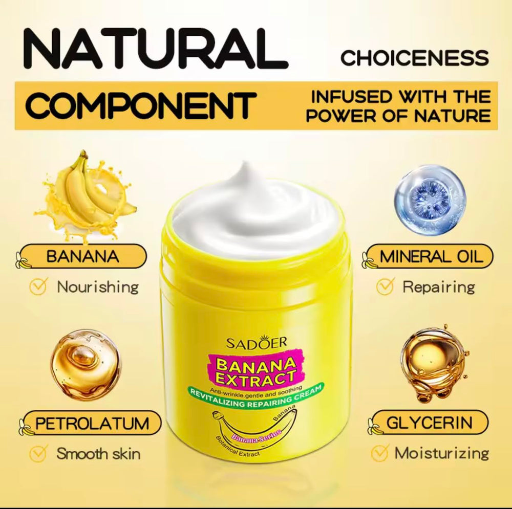 SADOER Banana Extract Daily-use Cream demonstrates dual moisturizing and repairing action.