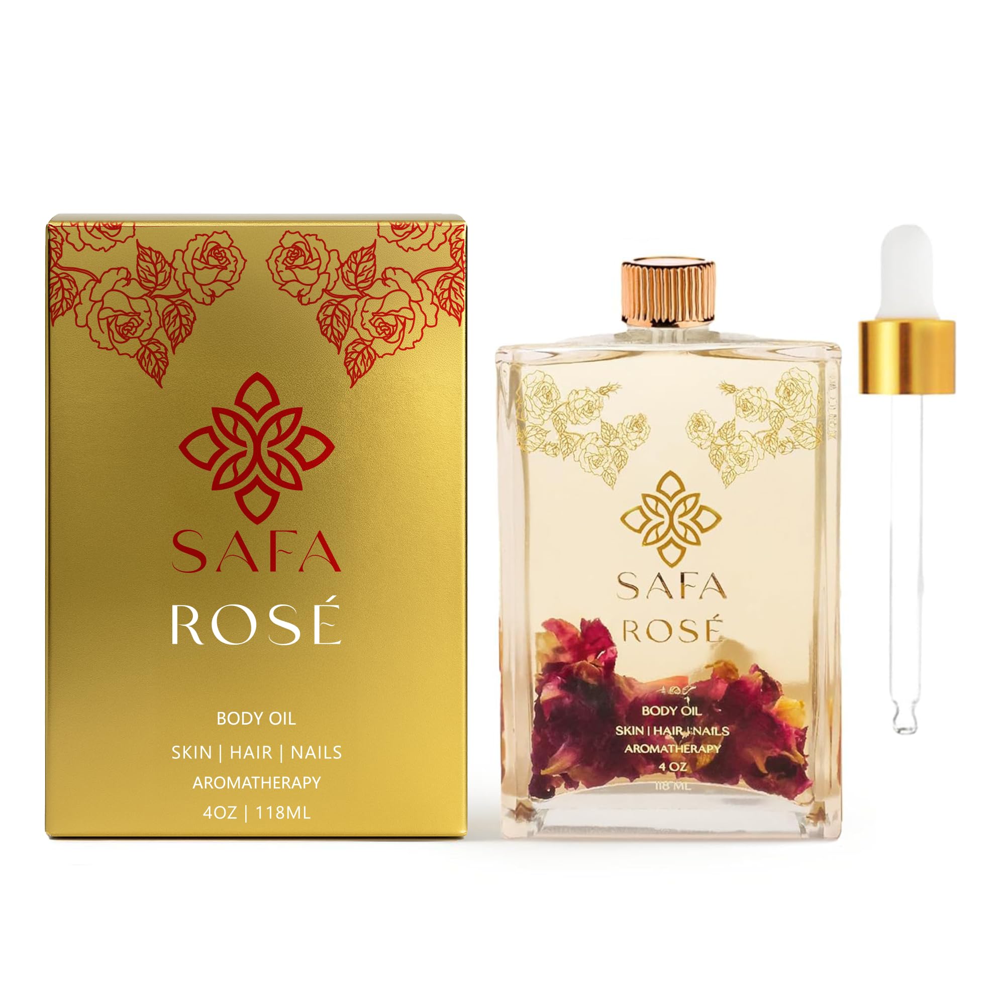 SAFA Rosé Oil bottle for daily skin nourishment and delicate fragrance.
