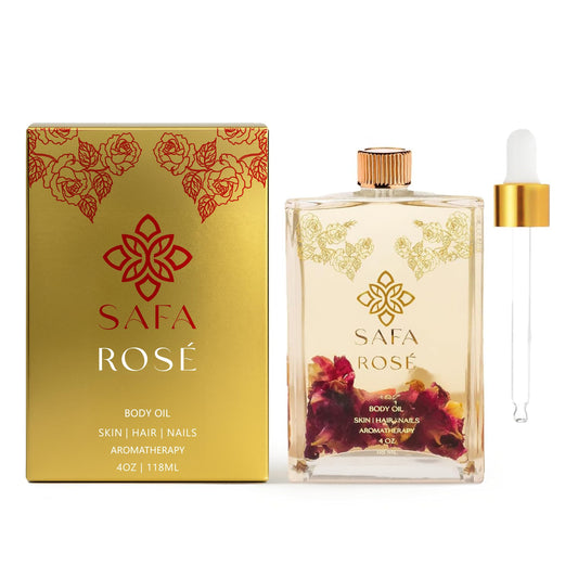 SAFA Rosé Oil bottle for daily skin nourishment and delicate fragrance.