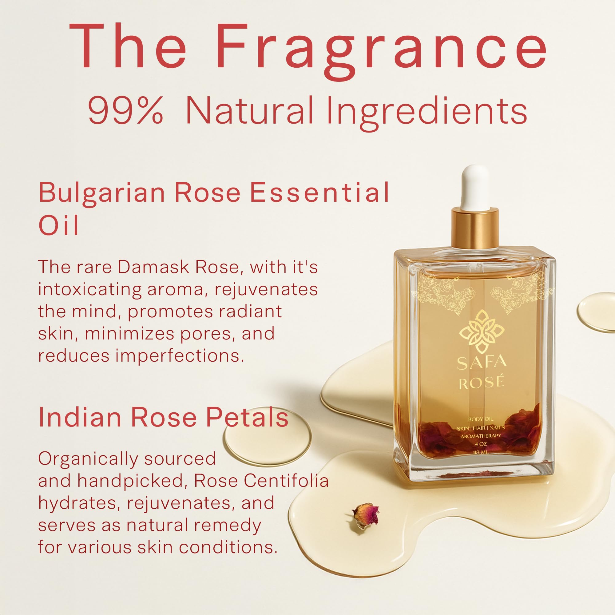 SAFA Rosé Oil pour demonstrates easy application for even moisture.